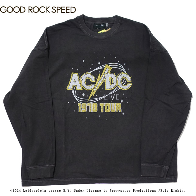 GOOD ROCK SPEED グッドロックスピード ロゴプリントTシャツ ロンT 長袖 ACDC ロゴプリント ロック バンド ロングスリーブTシャツ