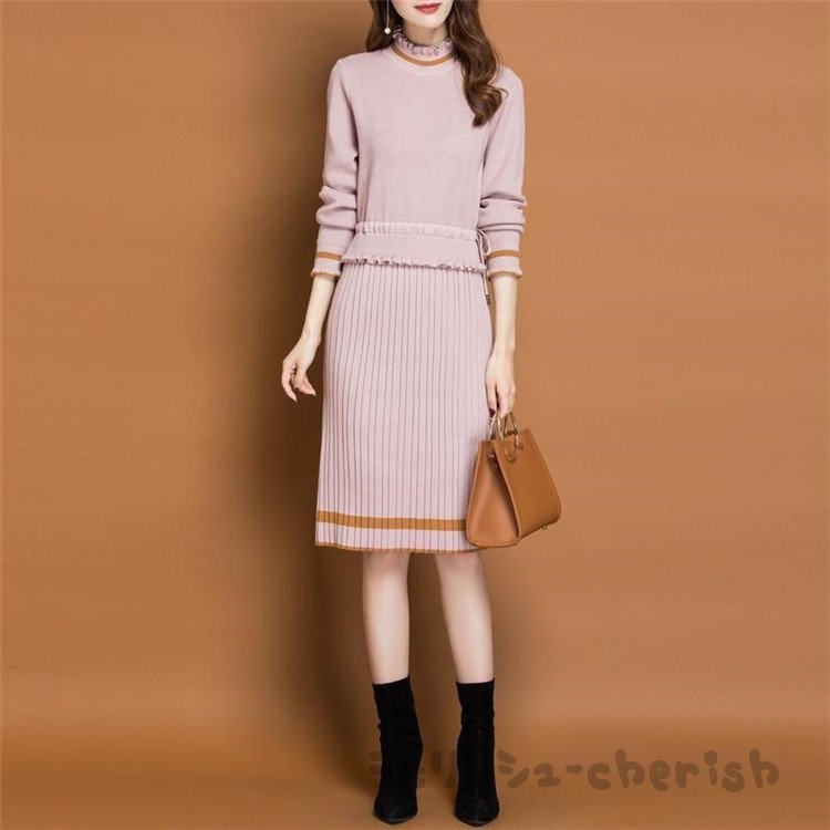 ニットワンピース レディース 秋 冬 40代 20代 きれいめ 長袖ワンピース マキシワンピース カ