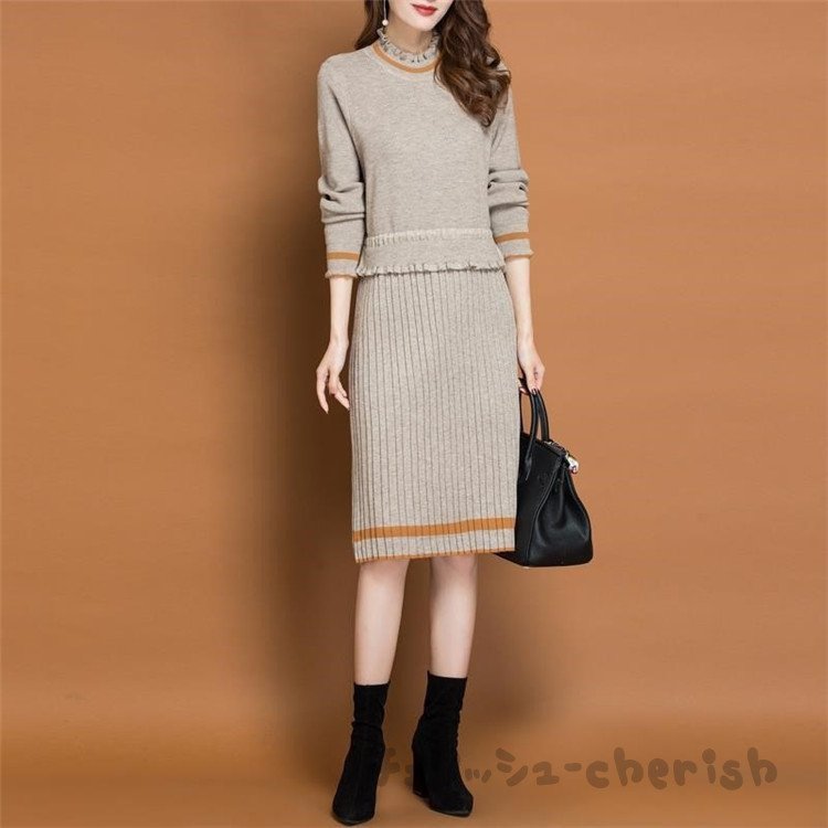 ニットワンピース レディース 秋 冬 40代 20代 きれいめ 長袖ワンピース マキシワンピース カ