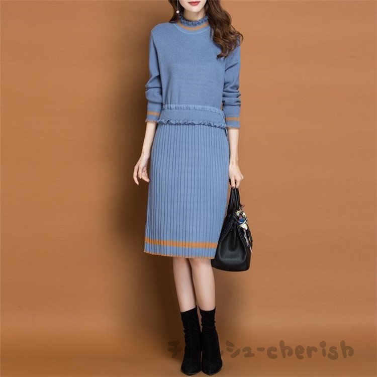 ニットワンピース レディース 秋 冬 40代 20代 きれいめ 長袖ワンピース マキシワンピース カ