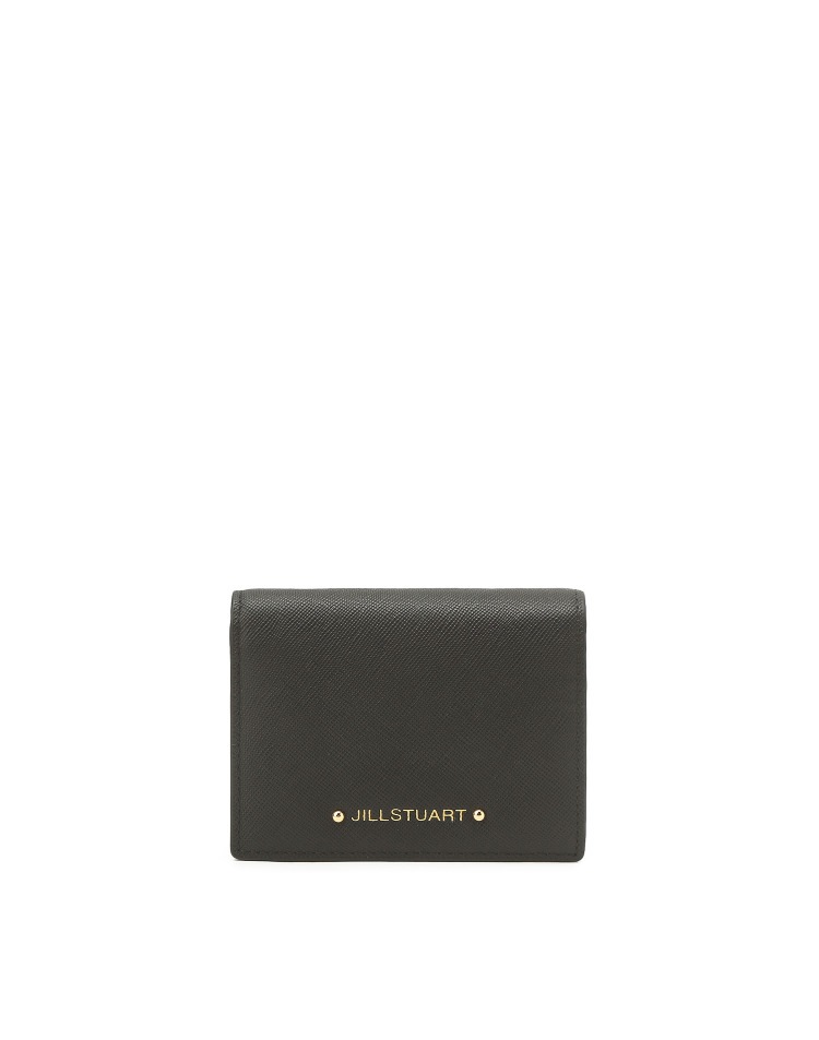 [22FW]Black Leather Gold Logo 2 Tier Simple Bifold Wallet コイン財布 カード財布 革財布 牛革 韓国ファッション 韓国人気 贈り物 カップル