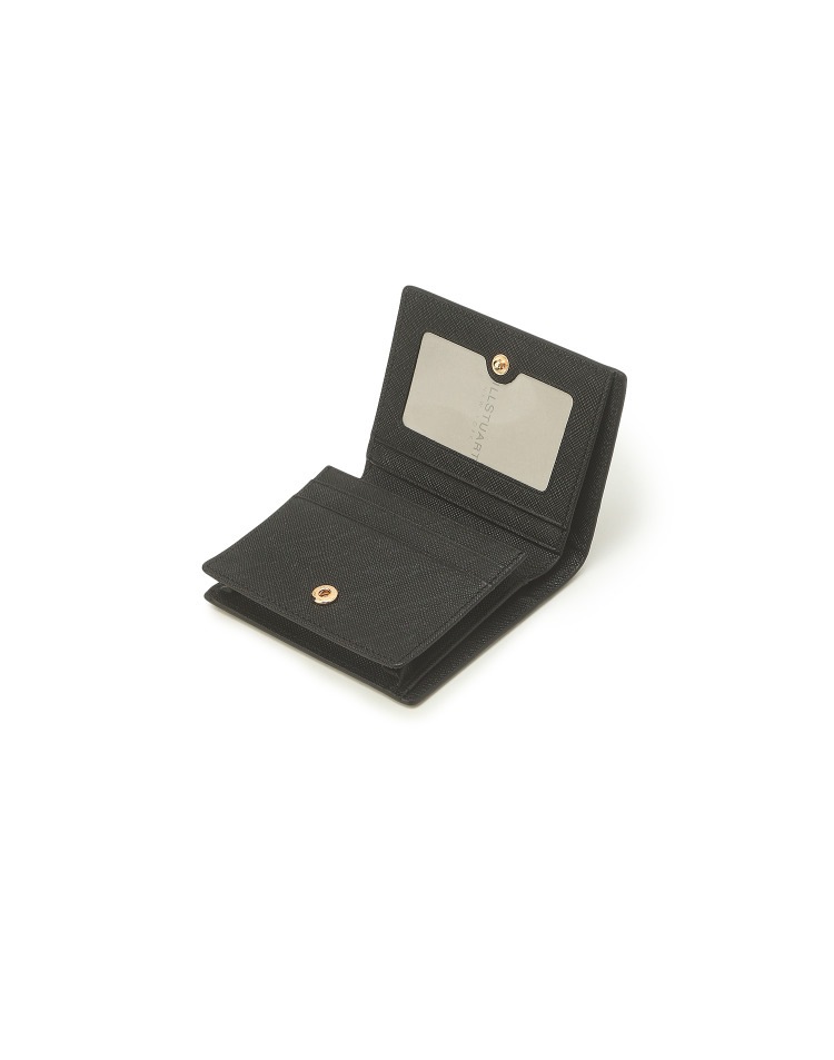 [22FW]Black Leather Gold Logo 2 Tier Simple Bifold Wallet コイン財布 カード財布 革財布 牛革 韓国ファッション 韓国人気 贈り物 カップル