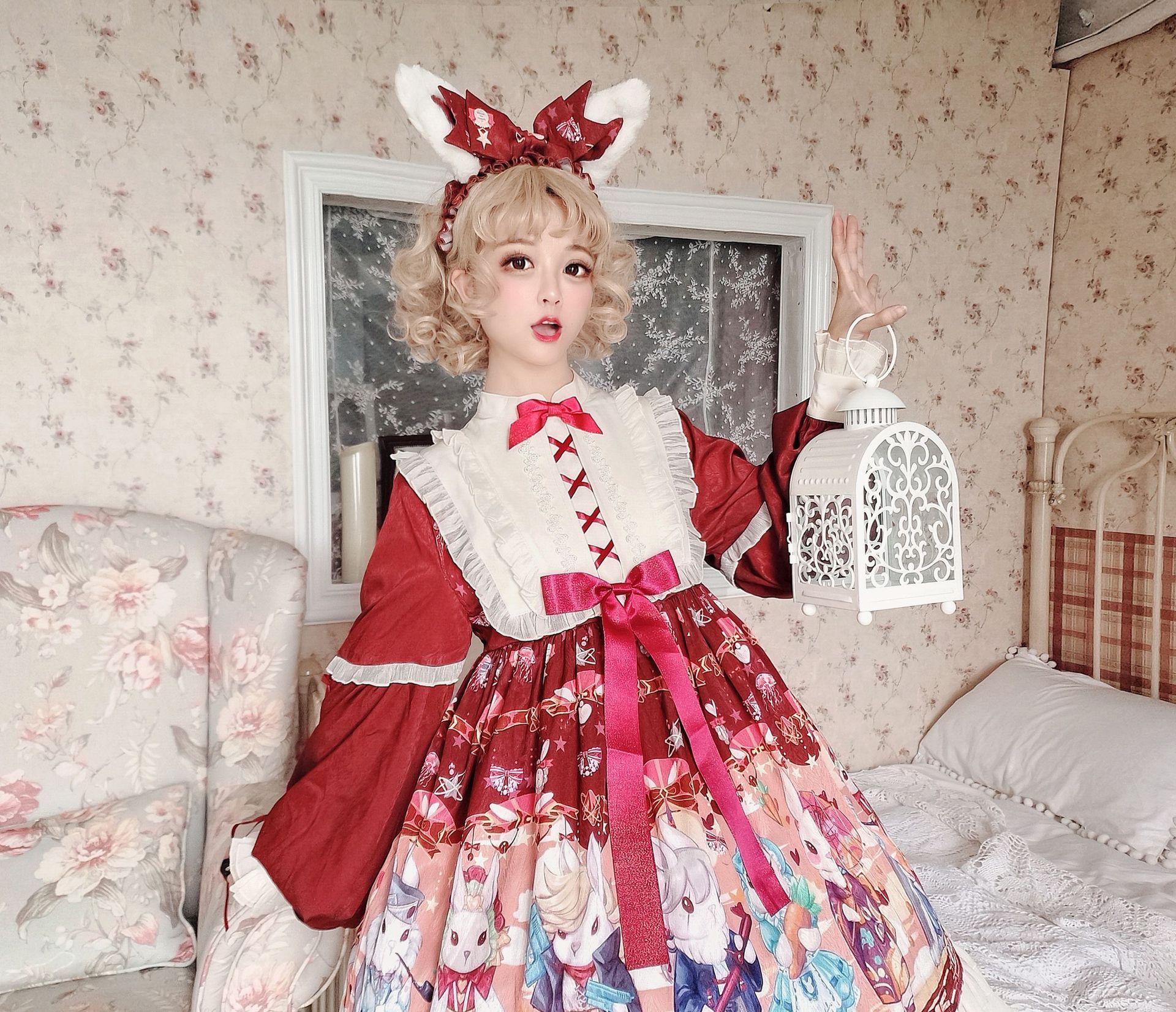 昭和 ロリ 昭和うさぎ秋冬キャミソールスカート ロリータワンピース ワンピース
