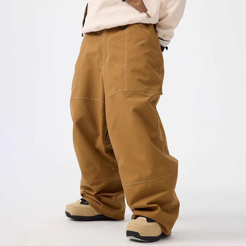 スノボウェア 3色 2025 2026 耐水圧20000mm スノボパンツ ズボン カーゴパンツ 黒ベージュ コーヒー色無地 韓国風 スノーボードウェア スノーウェア スキーウェア メンズ レディース