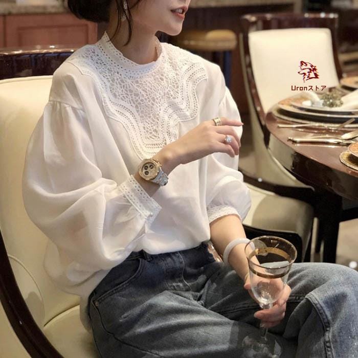 ブラウス チュニック レディース 長袖 ック トップス 白シャツ レース シャツブラウス バルーン袖 カットソー インナー お洒落 可愛い カジュアル フォー ブラウス チュニック レディース 長袖 ック トップス 白シャツ レース シャツブラウス バルーン袖 カットソー インナー お洒落 可愛い カジュアル フォー