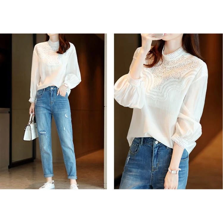 ブラウス チュニック レディース 長袖 ック トップス 白シャツ レース シャツブラウス バルーン袖 カットソー インナー お洒落 可愛い カジュアル フォー ブラウス チュニック レディース 長袖 ック トップス 白シャツ レース シャツブラウス バルーン袖 カットソー インナー お洒落 可愛い カジュアル フォー
