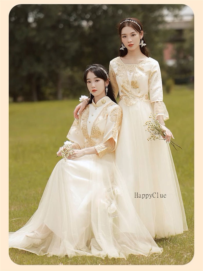 パーティードレス ロングドレス 綺麗め チャイナ風 チャイナドレス 立ち襟 可愛い ドレス 大人 レディース 結婚式 ワンピース Aライン ブライズメイド ドレス お揃いドレス ブライダル フォーマル