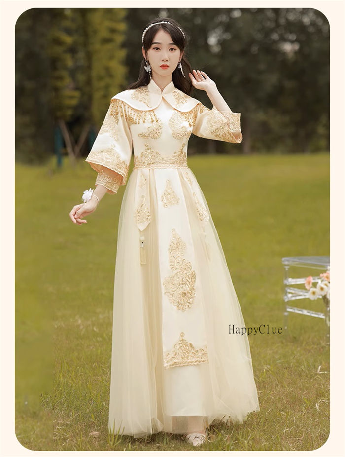 パーティードレス ロングドレス 綺麗め チャイナ風 チャイナドレス 立ち襟 可愛い ドレス 大人 レディース 結婚式 ワンピース Aライン ブライズメイド ドレス お揃いドレス ブライダル フォーマル