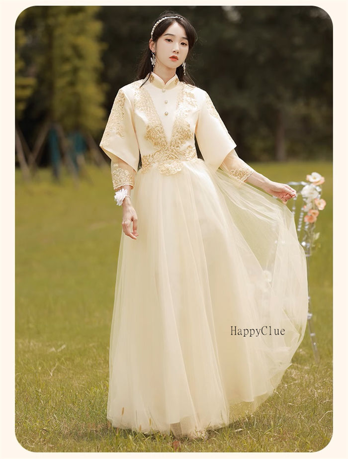 パーティードレス ロングドレス 綺麗め チャイナ風 チャイナドレス 立ち襟 可愛い ドレス 大人 レディース 結婚式 ワンピース Aライン ブライズメイド ドレス お揃いドレス ブライダル フォーマル