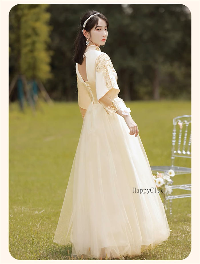 パーティードレス ロングドレス 綺麗め チャイナ風 チャイナドレス 立ち襟 可愛い ドレス 大人 レディース 結婚式 ワンピース Aライン ブライズメイド ドレス お揃いドレス ブライダル フォーマル