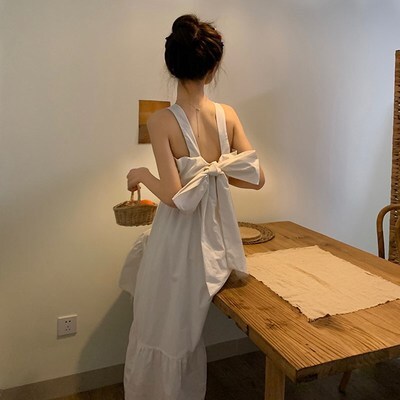 バックリボンワンピース ワンピース フレアワンピース 膝下