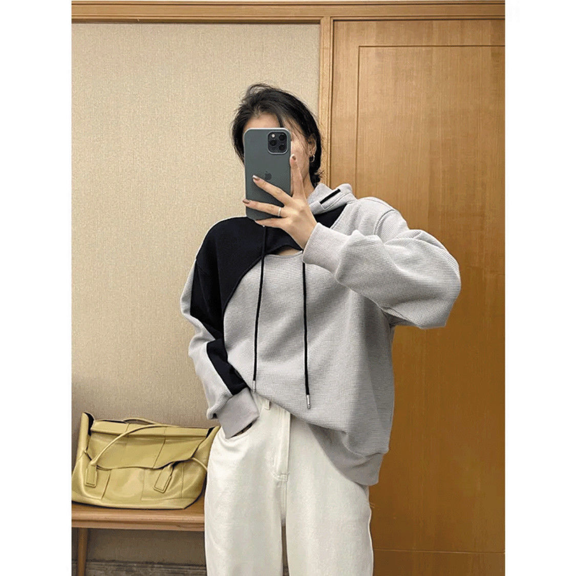 マウンテンパーカー ジャケット 体型カバーチュニック トップス スウェット レディース フェイクレイヤードリネン素材 パーカー 長袖ブラウス 切り替え 韓国ファッショントップスパーカー マウンテンパーカー ジャケット 体型カバーチュニック トップス スウェット レディース フェイクレイヤードリネン素材 パーカー 長袖ブラウス 切り替え 韓国ファッショントップスパーカー