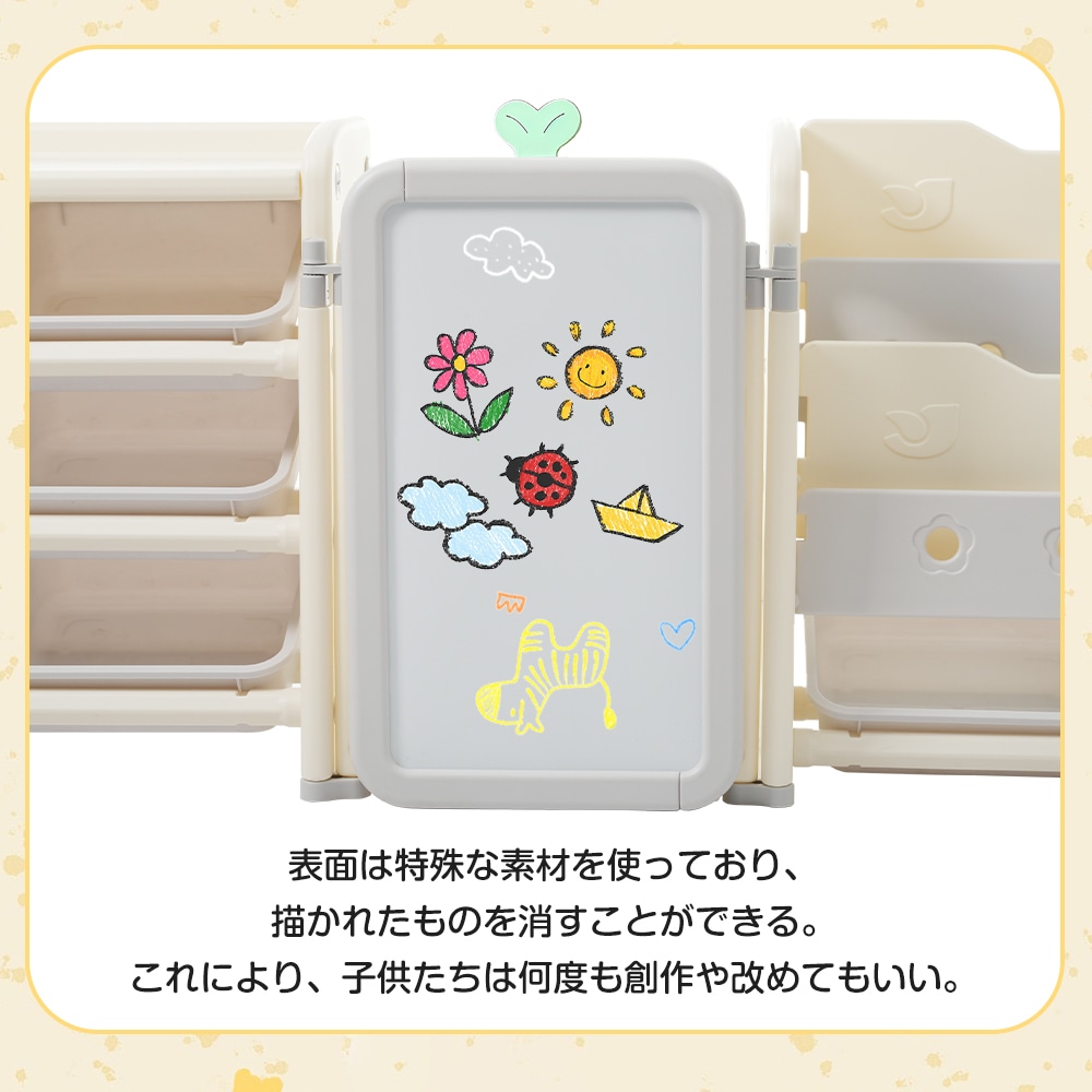 3in1おもちゃ棚＆絵本棚＆描きボード 折り畳み 本棚 書棚 絵本棚 大容量 キッズ 収納ラック ラック おしゃれ 組立カンタン こども Grey+White HDPE