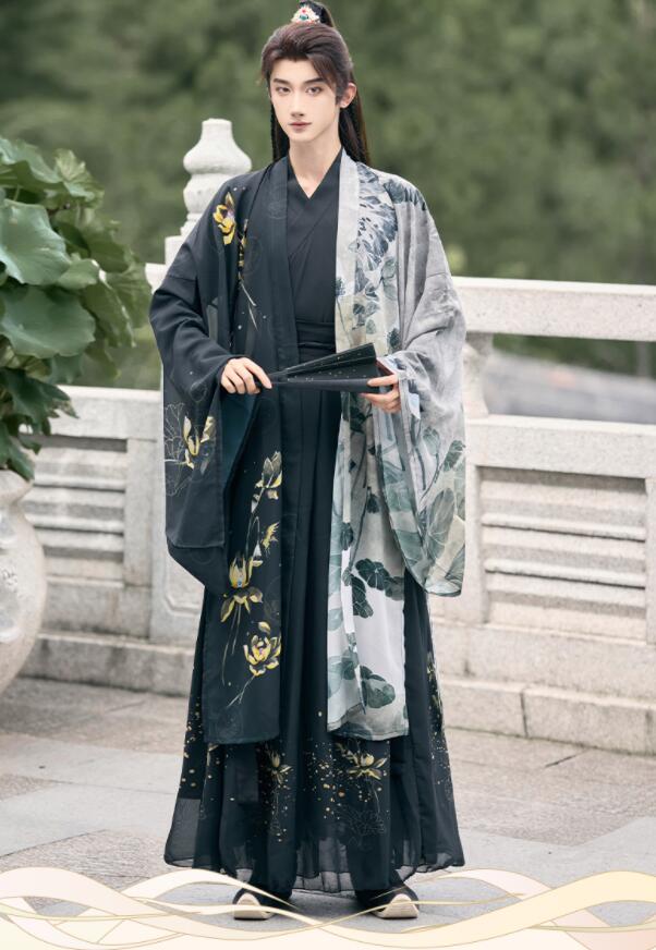 中華コスプレ衣装3点セット チャイナ服 ハロウィン 衣装 メンズ レディース 男女兼用 漢服 中華服 蓮 ハス 連花 金色のプリント 交差襟 袴風 暗黒 水墨風 振袖羽織付き 中国 古代 時代劇 コス 中華コスプレ衣装3点セット チャイナ服 ハロウィン 衣装 メンズ レディース 男女兼用 漢服 中華服 蓮 ハス 連花 金色のプリント 交差襟 袴風 暗黒 水墨風 振袖羽織付き 中国 古代 時代劇 コス