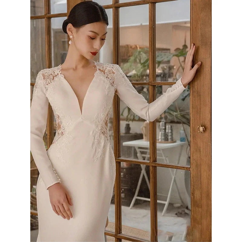 2025 春夏 ドレス ワンピース 高級感 レース 結婚式ワンピース ウェディング 気質 フィッシュテール パーティードレス レディースファッション 2025 春夏 ドレス ワンピース 高級感 レース 結婚式ワンピース ウェディング 気質 フィッシュテール パーティードレス レディースファッション