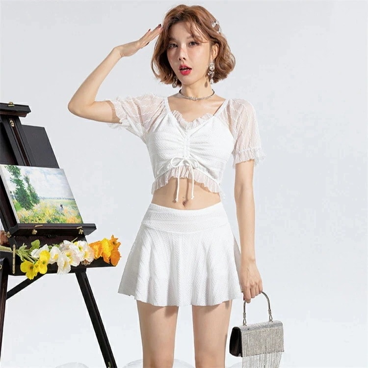 水着 レディース 体型カバー 2点セット 20代 30代 40代 温泉 水着 セレパート かわいい シャツ 上下別 みずぎ 女子 無地 上下セット 水着 ショートパンツ 大人 フィットネス 水着 着痩