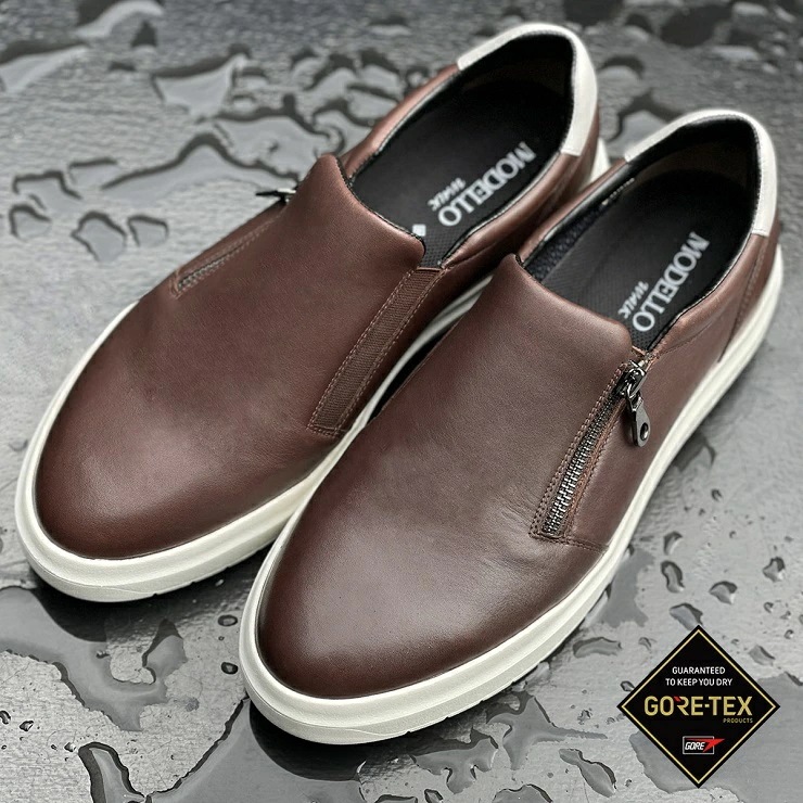 モデーロ ゴアテックス MODELLO GMW753 ダークブラウン 水を弾くスニーカー ビジカジシューズ ロングノーズ カジュアルシューズ ドレスシューズ