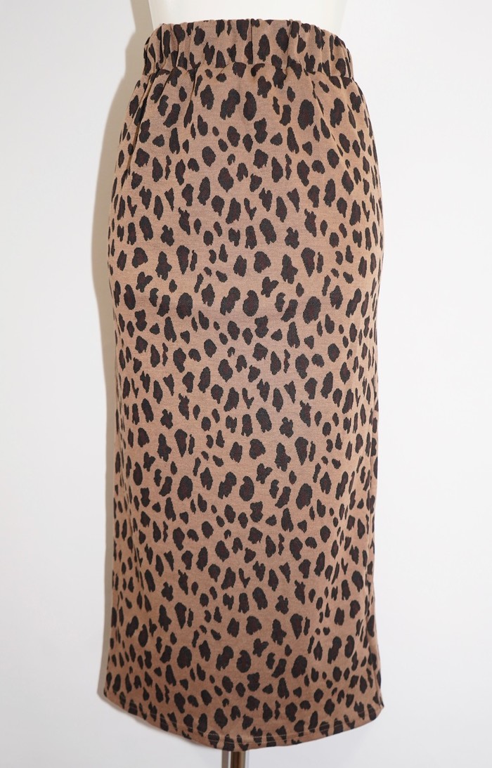 Leopard Stretch H-Line Long Skirt (brown) A,D,G レディース ボトムス