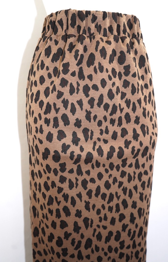 Leopard Stretch H-Line Long Skirt (brown) A,D,G レディース ボトムス