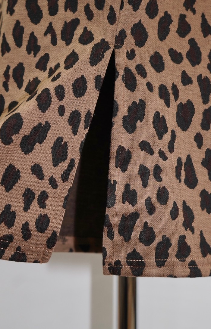 Leopard Stretch H-Line Long Skirt (brown) A,D,G レディース ボトムス