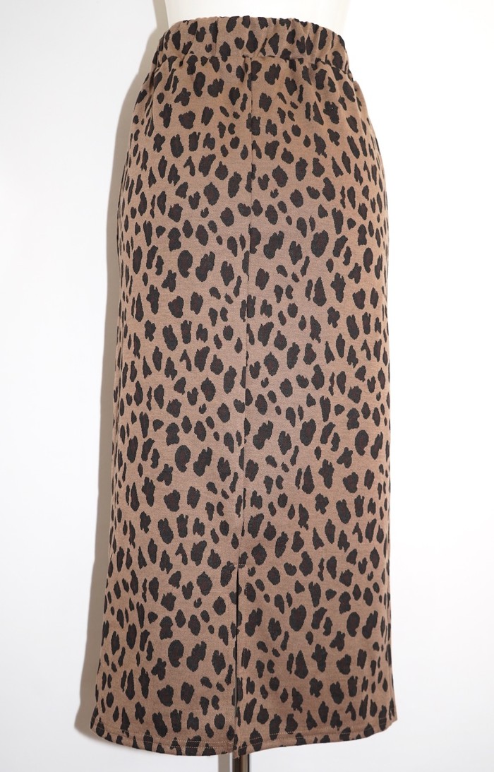 Leopard Stretch H-Line Long Skirt (brown) A,D,G レディース ボトムス