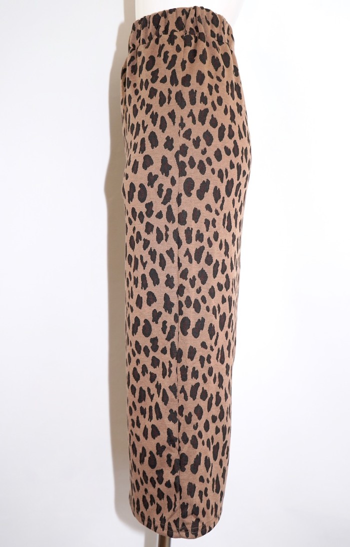 Leopard Stretch H-Line Long Skirt (brown) A,D,G レディース ボトムス