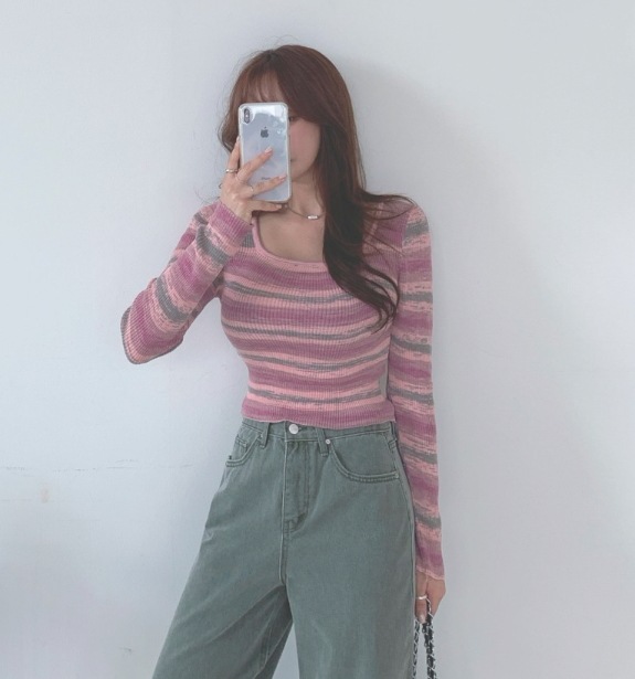 トップス ロンT カットソー ミニ ミニ丈 ショート ショート丈 袖あり 長袖 Uネック ラウンドネック スクエアネック 襟なし スリム タイト 細身 ストレート 薄手 トップス ロンT カットソー ミニ ミニ丈 ショート ショート丈 袖