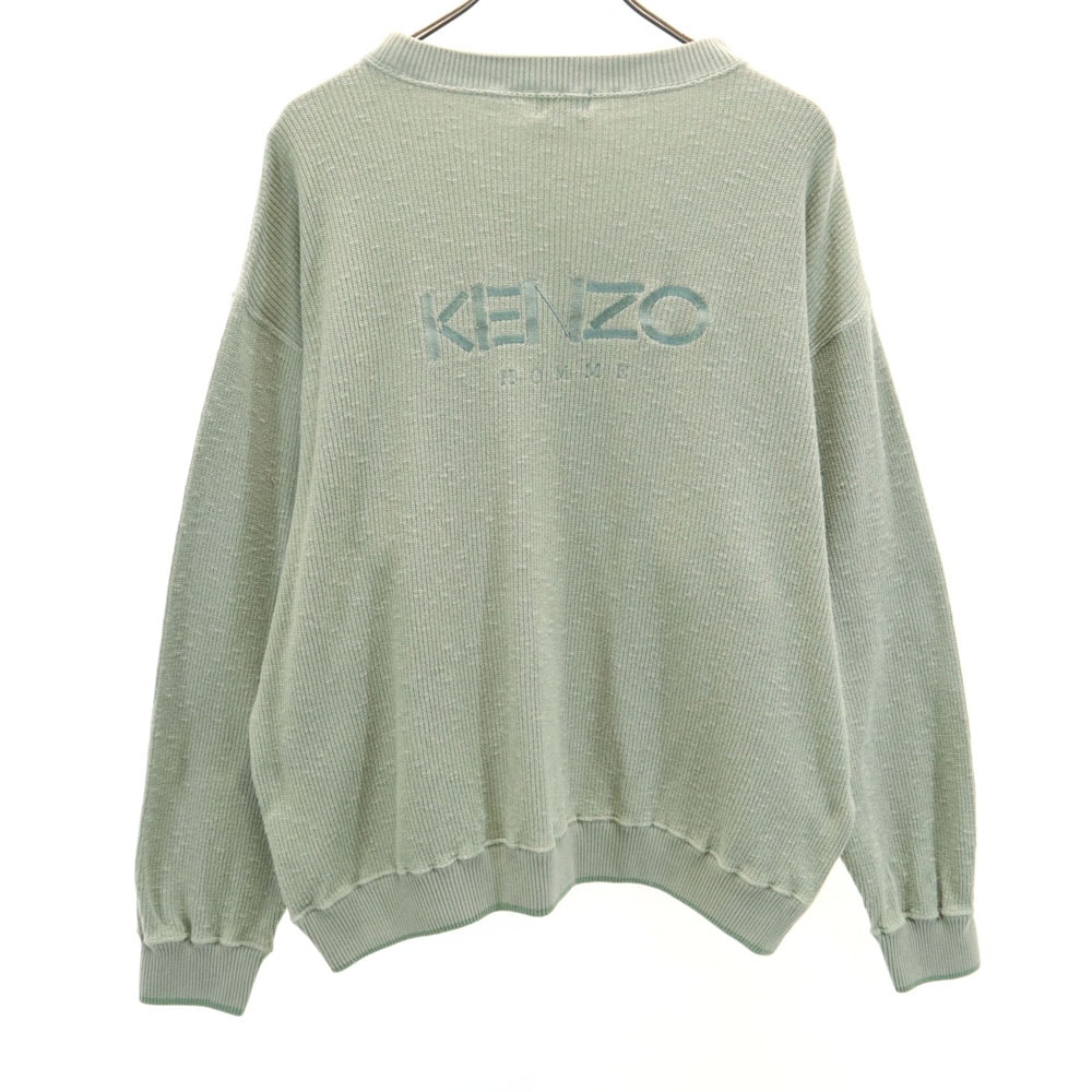 ケンゾーオム 90s 日本製 オールド バックロゴ刺繍 長袖 セーター F グリーングレー系 KENZO HOMME ニット レディース ケンゾーオム 90s 日本製 オールド バックロゴ刺繍 長袖