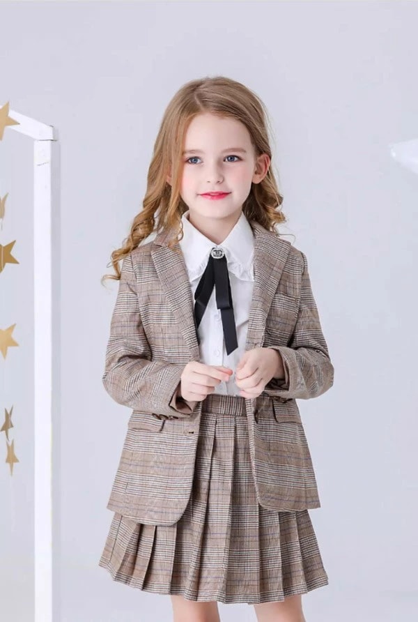 品質良い 入学式 卒業式 制服 チェック柄 ジャケット 女の子 スーツ セット イギリス風 小学生 中学生 高校生 JK ジュニア 中学 受験 大きいサイズ ゆったりサイズ 韓国風 リボン 卒服 入園