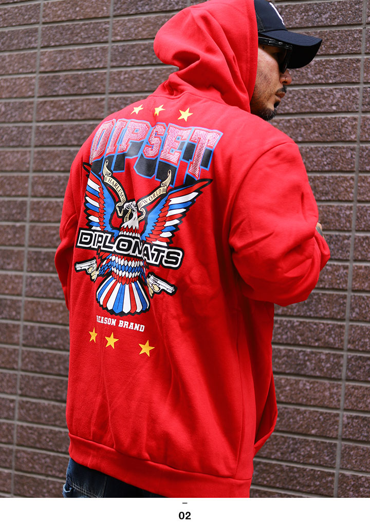 REASON × Dipset パーカー ブランド 長袖 スウェット 裏起毛 メンズ 黒 赤 大きいサイズ ディプセット The Diplomats ディプロマッツ