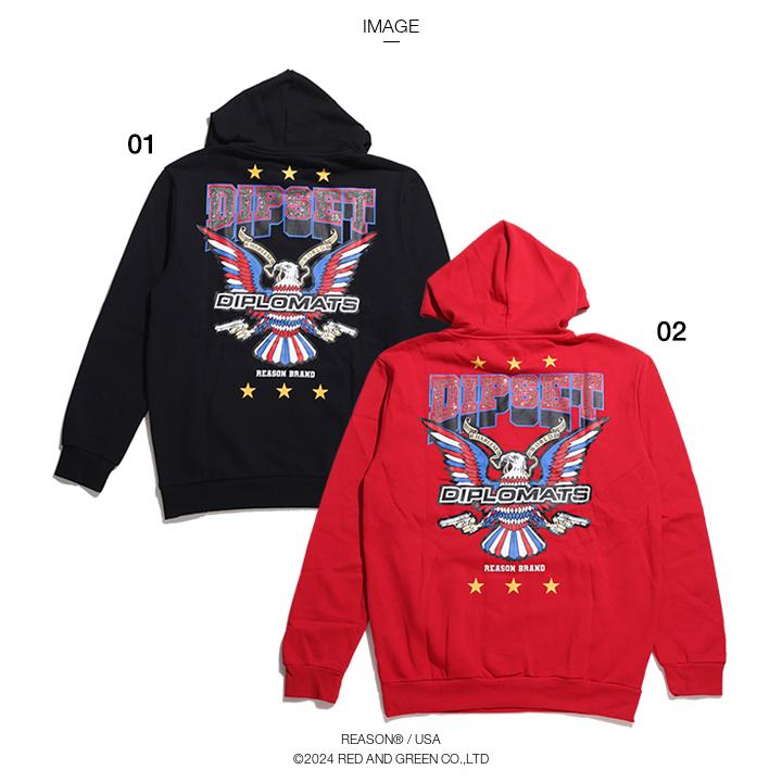 REASON × Dipset パーカー ブランド 長袖 スウェット 裏起毛 メンズ 黒 赤 大きいサイズ ディプセット The Diplomats ディプロマッツ