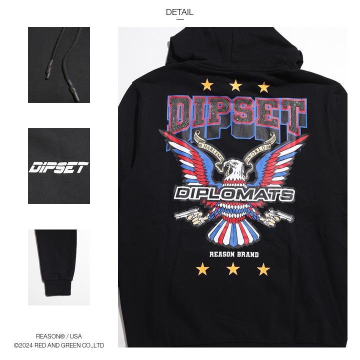 REASON × Dipset パーカー ブランド 長袖 スウェット 裏起毛 メンズ 黒 赤 大きいサイズ ディプセット The Diplomats ディプロマッツ