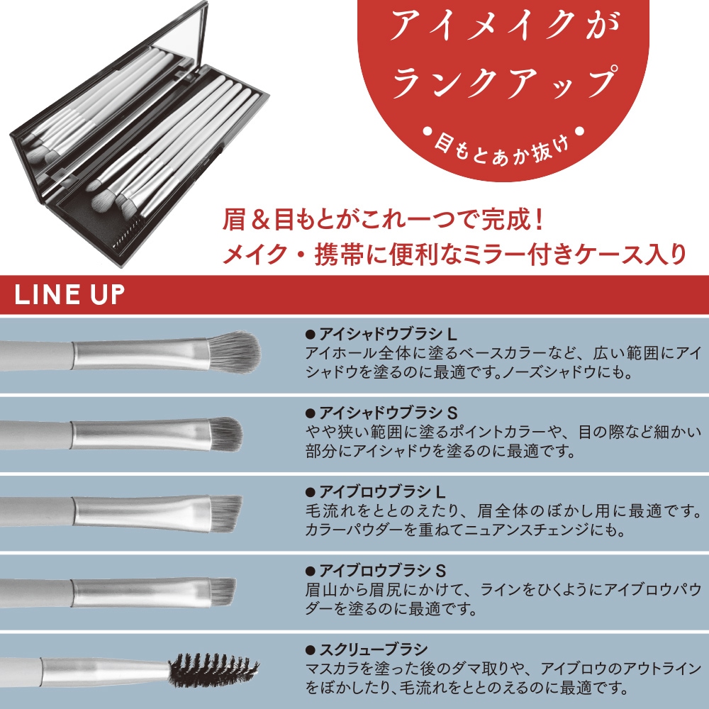 Qoo10] 粧美堂 アイメイクブラシセット 5本入 ミラーケ
