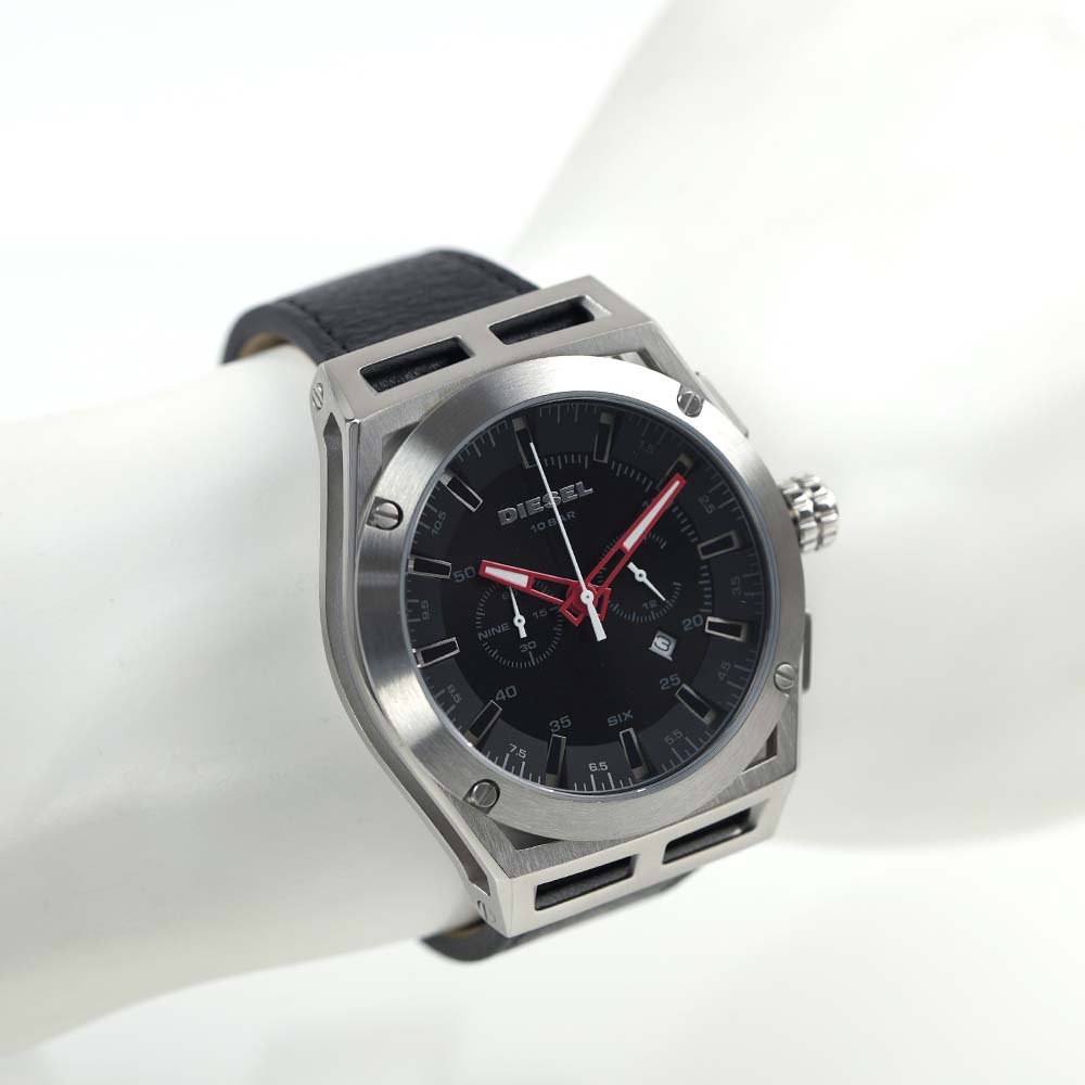 ディーゼル 腕時計 DIESEL メンズ クロノグラフ 日付カレンダー レザーベルト ブラック タイムフレーム TIMEFRAME DZ4543