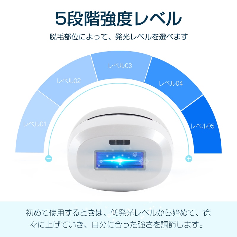 脱毛器 IPL脱毛器 40万回照射 冷感脱毛 冷却機能 5段階調節 手動/自動発光 ２つの照射モード 無痛脱毛 光美容器 男女兼用 口周り ワキ 腕 足 背中 Vライン 全身使用 質量 328.6g_9
