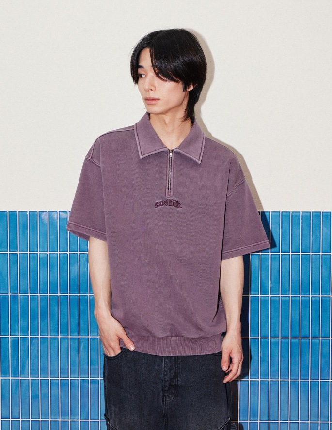 1993studio] Pigment Half Zip-Up Sweatshirt