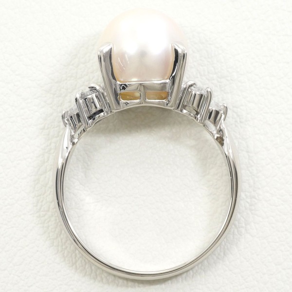 PT900 プラチナ リング 12号 パール(真珠) 約9.5mm ダイヤ 0.20 中古 PT900 プラチナ リング 12号 パール(真珠) 約9.5mm ダイヤ 0.20 中古