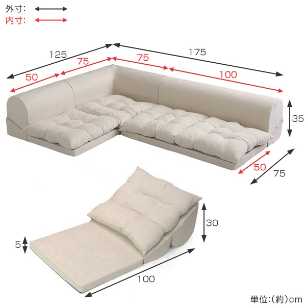 ローソファ コーナーソファー 3点セット Fluffy ソファー ソファ フロアーソファー フロアソファ １人掛け 一人掛け 1人用 ２人掛け 二人掛け ２人用 コーナー用 セット 軽量 軽い