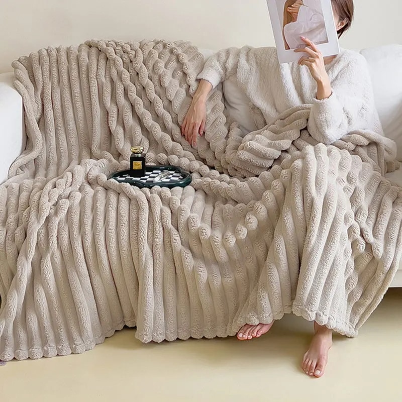 ベッド用の人工ウサギぬいぐるみブランケット柔らかい珊瑚のフリース暖かい毛布快適なベッドシーツ新しい秋 10 120x200cm