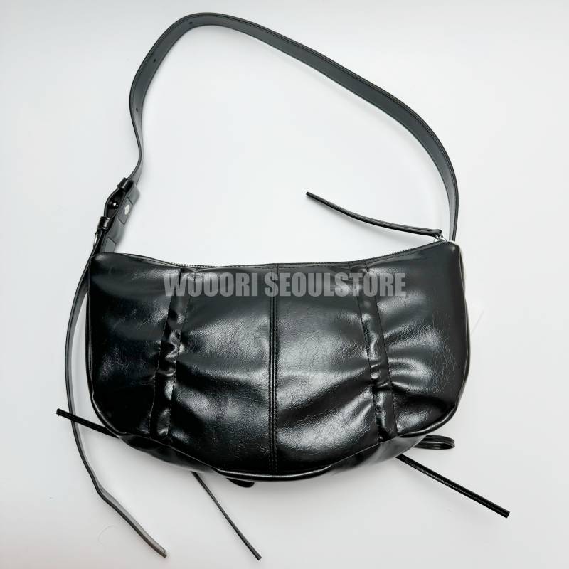 [正規品保証] 大人気 HALF SHIRRING RIBBON ROUND ハンドバッグ