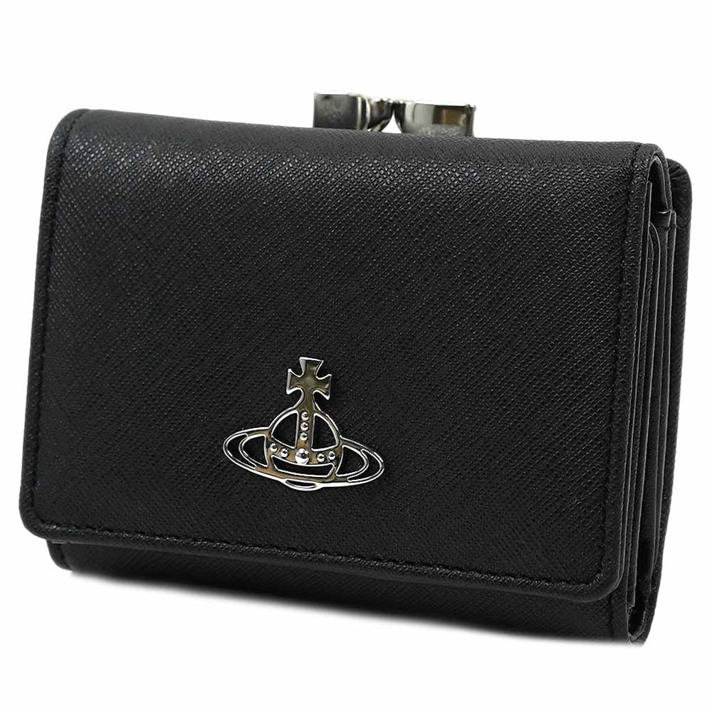 ヴィヴィアンウエストウッド 財布 Vivienne Westwood レディース 51010018 S000B N401 バイオグリーン サフィアーノ がま口 三つ折り財布 ミニ財布 ブラック ウォレ ヴィヴィアンウエストウッド 財布 Vivienne Westwood レディース 51010018 S000B N401 バイオグリーン サフィアーノ がま口 三つ折り財布 ミニ財布 ブラック ウォレ