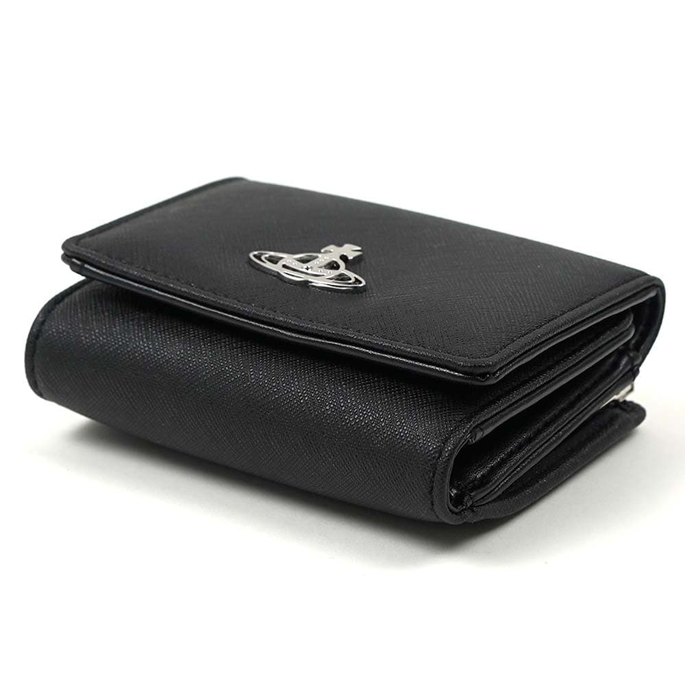 ヴィヴィアンウエストウッド 財布 Vivienne Westwood レディース 51010018 S000B N401 バイオグリーン サフィアーノ がま口 三つ折り財布 ミニ財布 ブラック ウォレ ヴィヴィアンウエストウッド 財布 Vivienne Westwood レディース 51010018 S000B N401 バイオグリーン サフィアーノ がま口 三つ折り財布 ミニ財布 ブラック ウォレ
