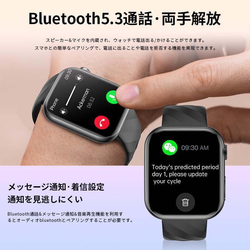 スマートウォッチ 心電図ECG+PPG 血糖値 血圧測定 健康管理 血中酸素 通話機能 LINE 着信通知 体組成分析 心拍数 呼吸率 体温 歩数計 IP68防水 音楽・カメラ制御