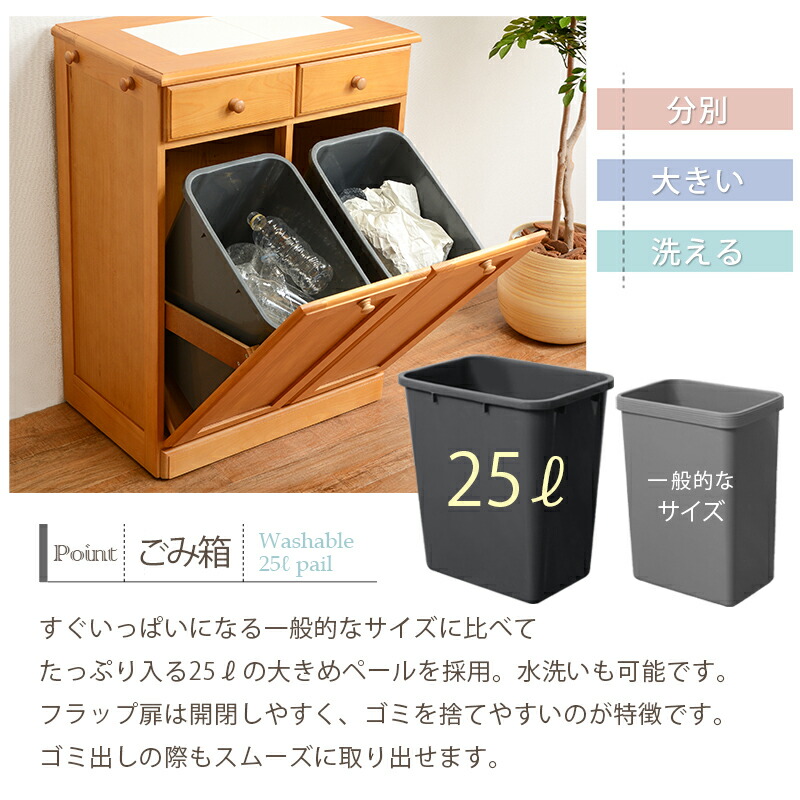 ごみ箱に見えないダストボックス [ts120862] 2分別タイプ 容量25Lx2 ホワイトウォッシュ