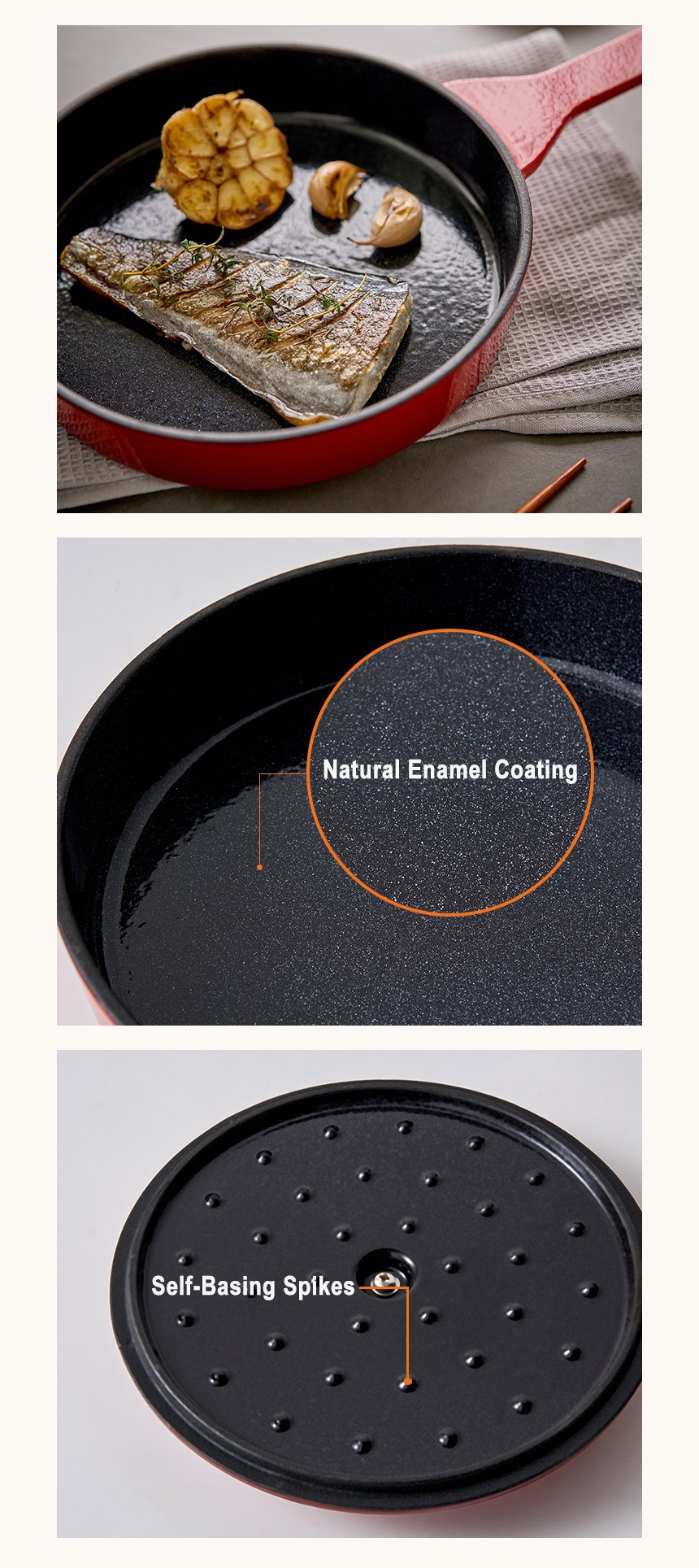 アシュリー鋳鉄ノンスティックシチューポット (14cm) レッド アシュリー鋳鉄ノンスティックシチューポット (14cm) レッド