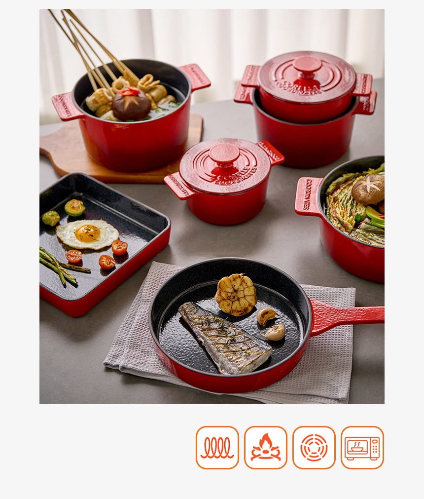 アシュリー鋳鉄ノンスティックシチューポット (14cm) レッド アシュリー鋳鉄ノンスティックシチューポット (14cm) レッド