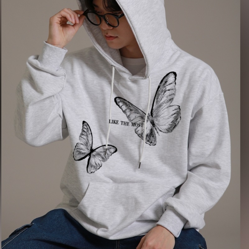 ライクザモストX線グラフィックバタフライオーバーパーカー [ホワイトメランジ]