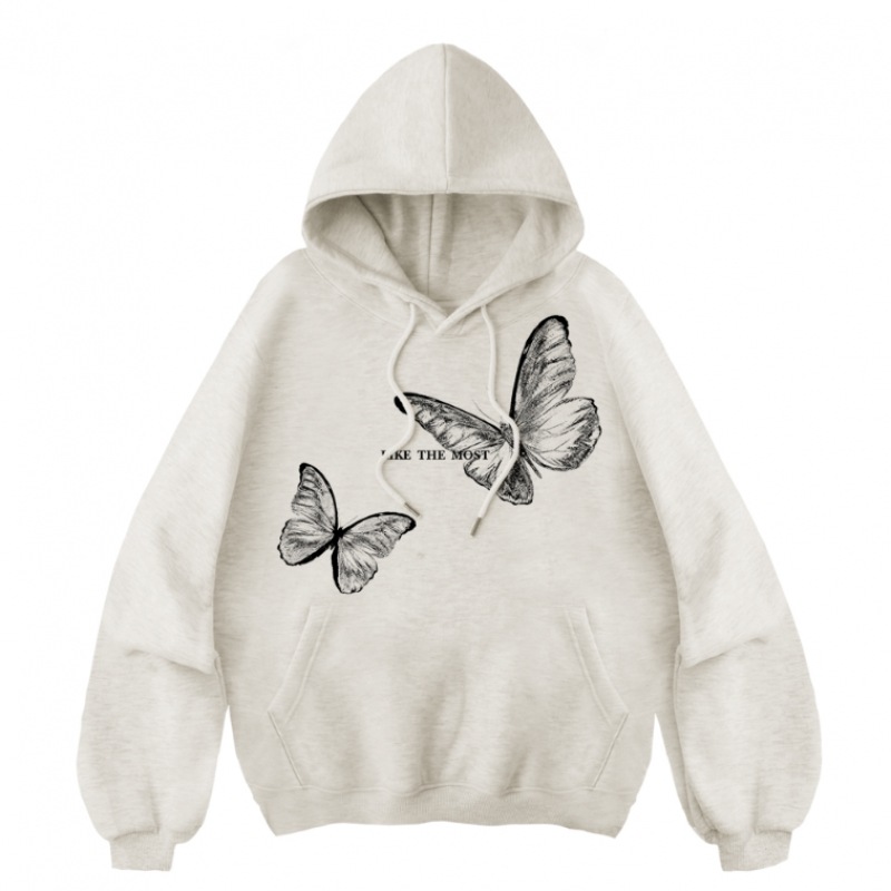 ライクザモストX線グラフィックバタフライオーバーパーカー [ホワイトメランジ]