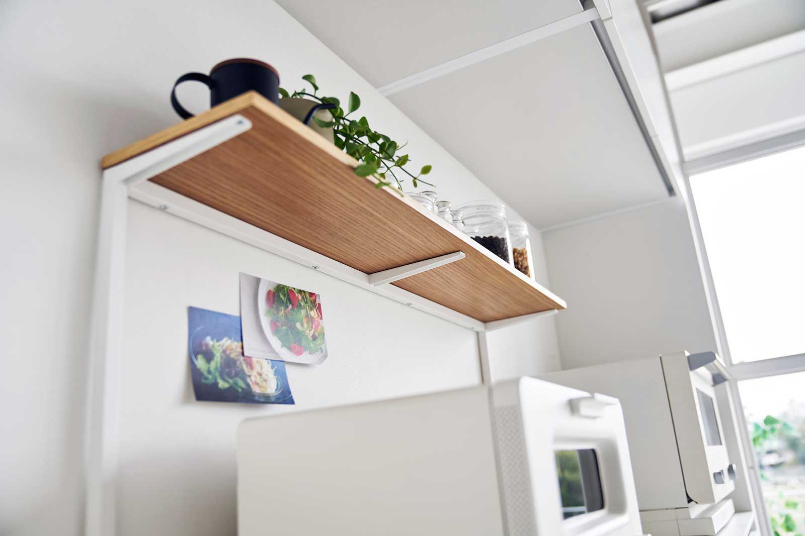 キッチン収納棚 山崎実業 tower タワー キッチンカウンター上棚 ホワイト キッチン収納棚 山崎実業 tower タワー キッチンカウンター上棚 ホワイト