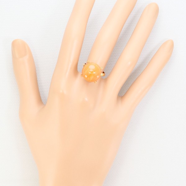 K18 18金 YG イエローゴールド リング 指輪 9号 サンゴ カード鑑別書 ジュエリー 中古 K18 18金 YG イエローゴールド リング 指輪 9号 サンゴ カード鑑別書 ジュエリー 中古